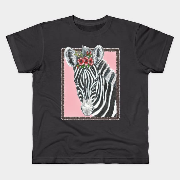 Baby Zebra Kids T-Shirt by Round-m-up